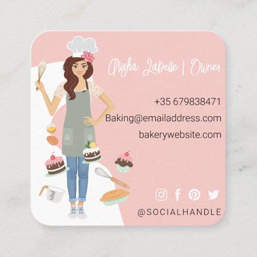 Moderne  bakkerijdiensten voor dames en heren Roze Vierkante Visitekaartje (Achterkant)