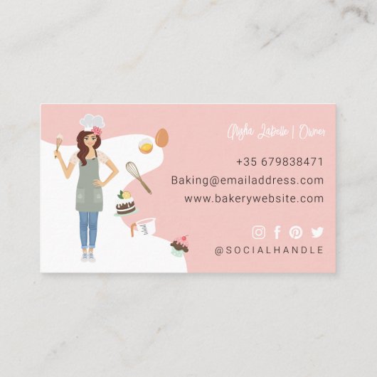 Moderne  bakkerijdiensten voor dames en heren Roze Visitekaartje (Achterkant)