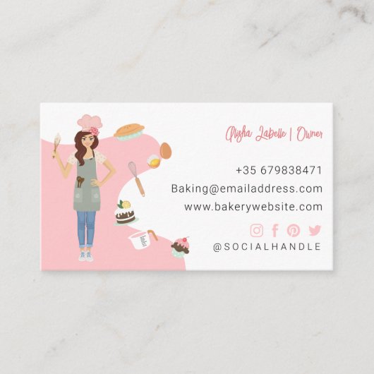 Moderne bakkerijdiensten voor dames en heren Roze Visitekaartje (Voorkant)