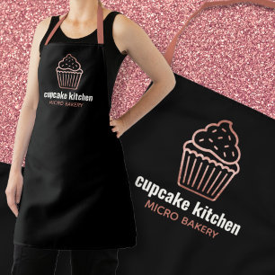 moderne bakkerijnaam roos goud glitter cupcake schort