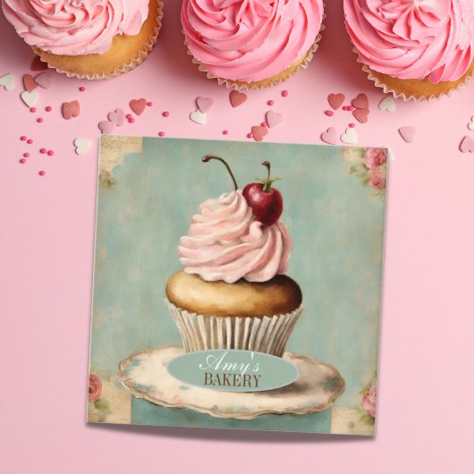 Moderne bakkerstaart bakkerij cupcake vierkante visitekaartje