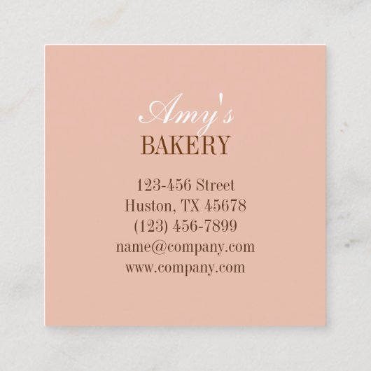 Moderne bakkerstaart bakkerij cupcake vierkante visitekaartje (Achterkant)