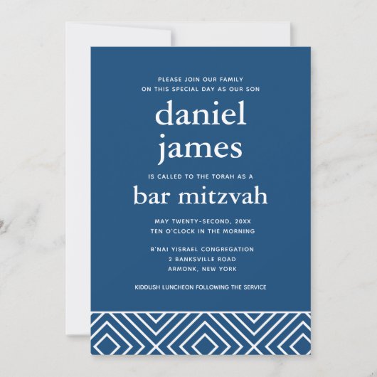 Moderne balie Mitzvah QR-code - details en antwoor Kaart (Voorkant)