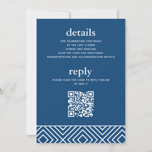 Moderne balie Mitzvah QR-code - details en antwoor Kaart (Achterkant)