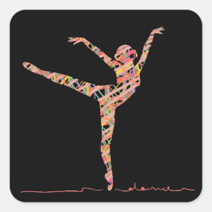 moderne balletdanser vierkante sticker