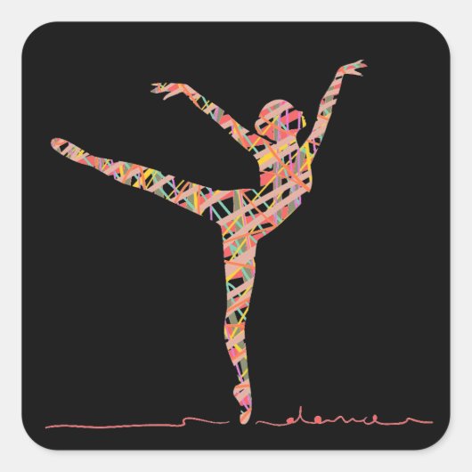 moderne balletdanseres vierkante sticker (Voorkant)