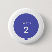 Moderne ballon | Blue Birthday Party Name Age Boy Ronde Button 5,7 Cm (Voorkant)