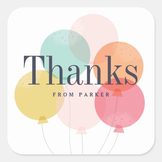 Moderne ballon bos bedankt vierkante sticker (Voorkant)