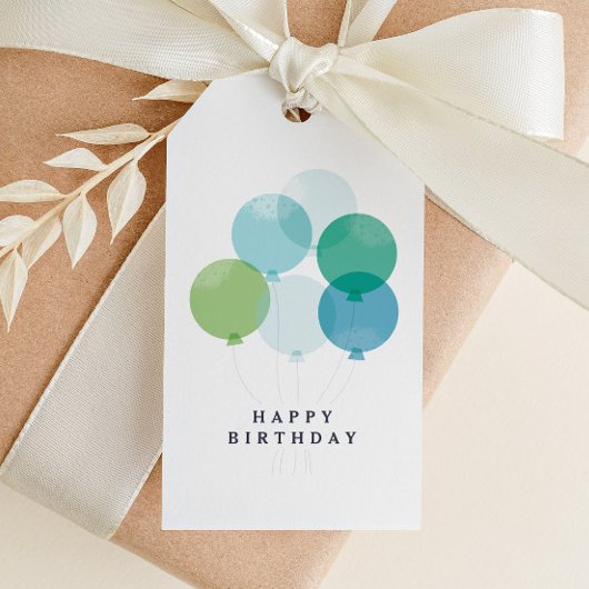 Moderne Ballon Bos Jongens Verjaardag Cadeaulabel