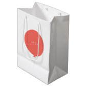 Moderne ballon | Coral Pink Cute Girly Name Medium Cadeauzakje (Voorkant Gekanteld)