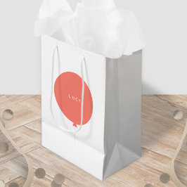 Moderne ballon | Coral Pink Cute Girly Name Medium Cadeauzakje