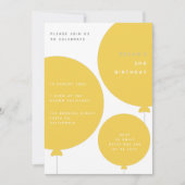 Moderne ballon | Gele kinderen Birthday Party Kaart (Voorkant)