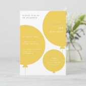 Moderne ballon | Gele kinderen Birthday Party Kaart (Staand voorkant)