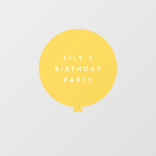 Moderne ballon | Gele kinderen Birthday Party Name Raamsticker (Vel)