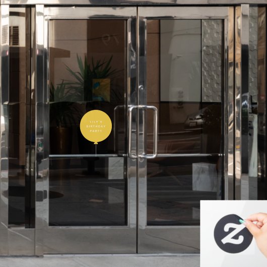 Moderne ballon | Gele kinderen Birthday Party Name Raamsticker (Kantoordeur)