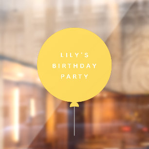 Moderne ballon   Gele kinderen Birthday Party Name Raamsticker