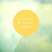 Moderne ballon | Gele kinderen Birthday Party Name Raamsticker (Vel 3)