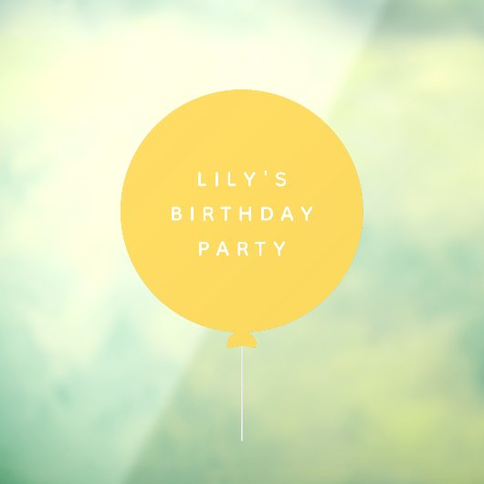 Moderne ballon | Gele kinderen Birthday Party Name Raamsticker (Vel 3)
