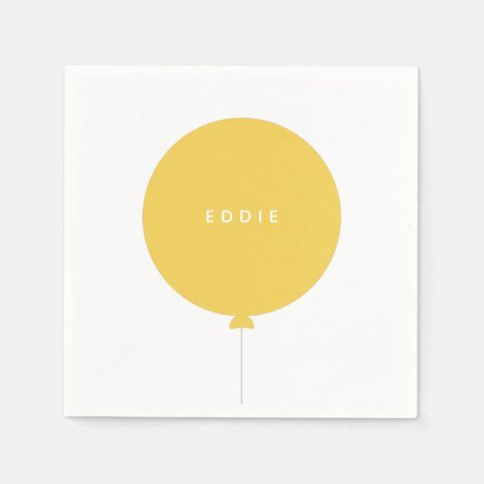 Moderne ballon | Gele kinderen Birthday Party Name Servet (Voorkant)
