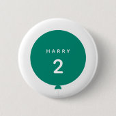 Moderne ballon | Kind naam groene verjaardag parti Ronde Button 5,7 Cm (Voorkant)