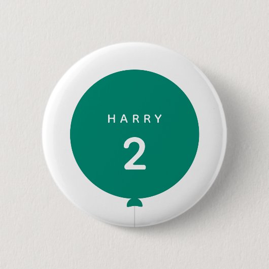 Moderne ballon | Kind naam groene verjaardag parti Ronde Button 5,7 Cm (Voorkant)