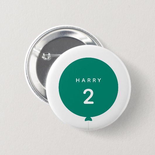 Moderne ballon | Kind naam groene verjaardag parti Ronde Button 5,7 Cm (Voorkant /achterkant)