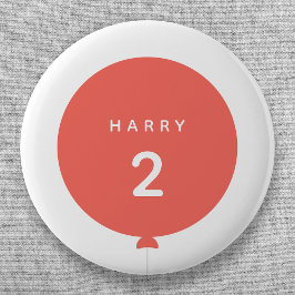 Moderne ballon | Koraalroze verjaardag Ronde Button 5,7 Cm