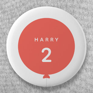 Moderne ballon Koraalroze verjaardag Ronde Button 5,7 Cm