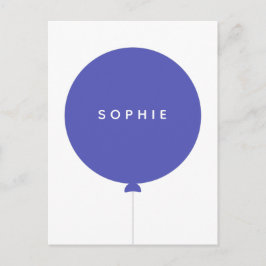 Moderne Ballon | Naam Blauw Scandinavische Kindere Briefkaart
