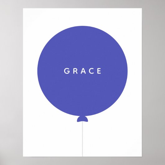 Moderne ballon | Naam Blue Toddler Kinder Fun Boy Poster (Voorkant)