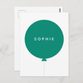 Moderne Ballon | Naam Groen Minimalistisch Stijlvo Briefkaart (Voorkant / Achterkant)