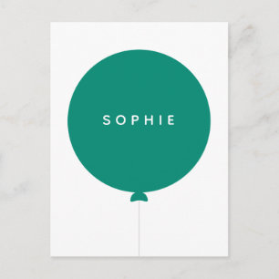 Moderne Ballon   Naam Groen Minimalistisch Stijlvo Briefkaart