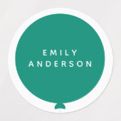 Moderne ballon | Naam Kinder groene ID Nursery Sch Labels (Design 1)
