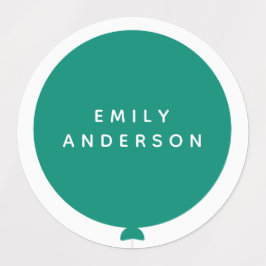 Moderne ballon | Naam Kinder groene ID Nursery Sch Labels