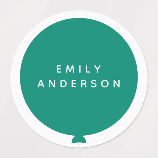 Moderne ballon | Naam Kinder groene ID Nursery Sch Labels (Design 1)