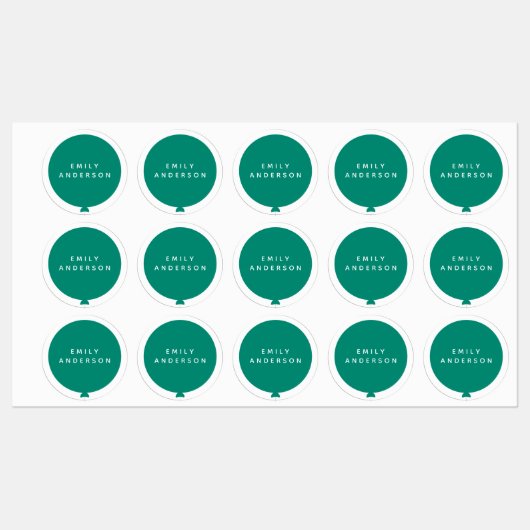 Moderne ballon | Naam Kinder groene ID Nursery Sch Labels (Vel)