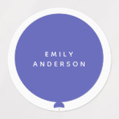 Moderne ballon | Naam Kinderblauw van de Neursery  Labels (Design 2)