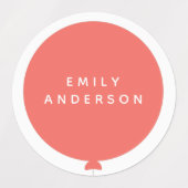 Moderne ballon | Naam Nursery School Girl Pink-ID Labels (Design 2)