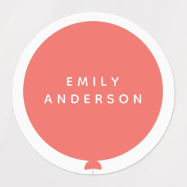 Moderne ballon | Naam Nursery School Girl Pink-ID Labels