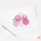 Moderne ballon roze bedankt vierkante sticker (Envelop)