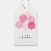 Moderne ballon roze fijne verjaardag cadeaulabel (Voorkant)