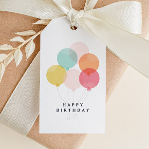 Moderne Ballonnen Bos Gelukkige Verjaardag Cadeaulabel