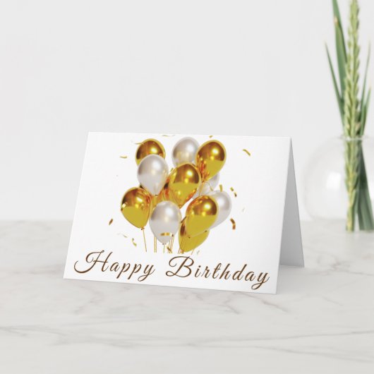 Moderne ballonnen Elegant Script Gelukkige Verjaar Kaart (Voorkant)