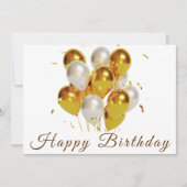 Moderne ballonnen Elegant Script Gelukkige Verjaar Kaart (Voorkant)