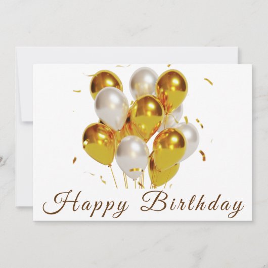 Moderne ballonnen Elegant Script Gelukkige Verjaar Kaart (Voorkant)