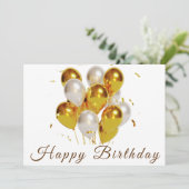 Moderne ballonnen Elegant Script Gelukkige Verjaar Kaart (Staand voorkant)