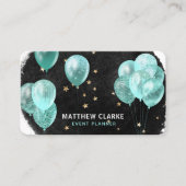 Moderne ballonnen en gouden sterren Party Event Pl Visitekaartje (Voorkant)