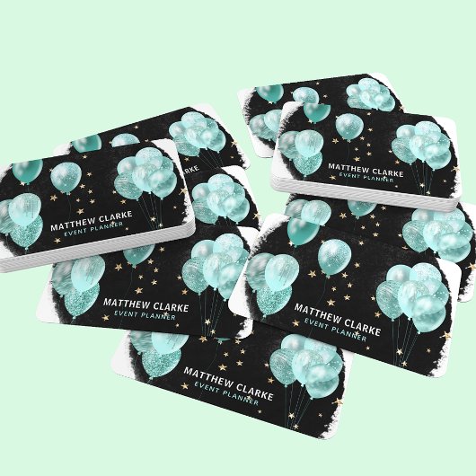 Moderne ballonnen en gouden sterren Party Event Pl Visitekaartje