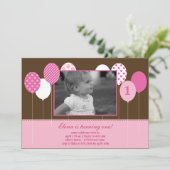 Moderne ballonnen Foto van Birthday - Roze Kaart (Staand voorkant)