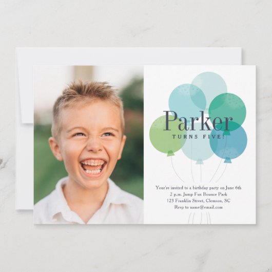 Moderne ballonvlek kinderen van Birthday Party Kaart (Voorkant)